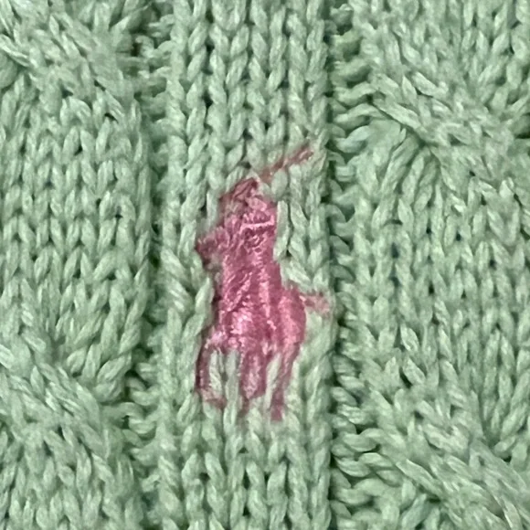 Ralph Lauren lime green cable knit polo sleeveless turtleneck sweater - M - Picture 6 of 9